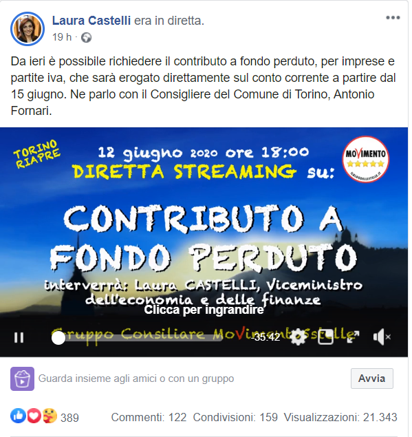 Contributi A Fondo Perduto Gaffe Social Del Viceministro Castelli