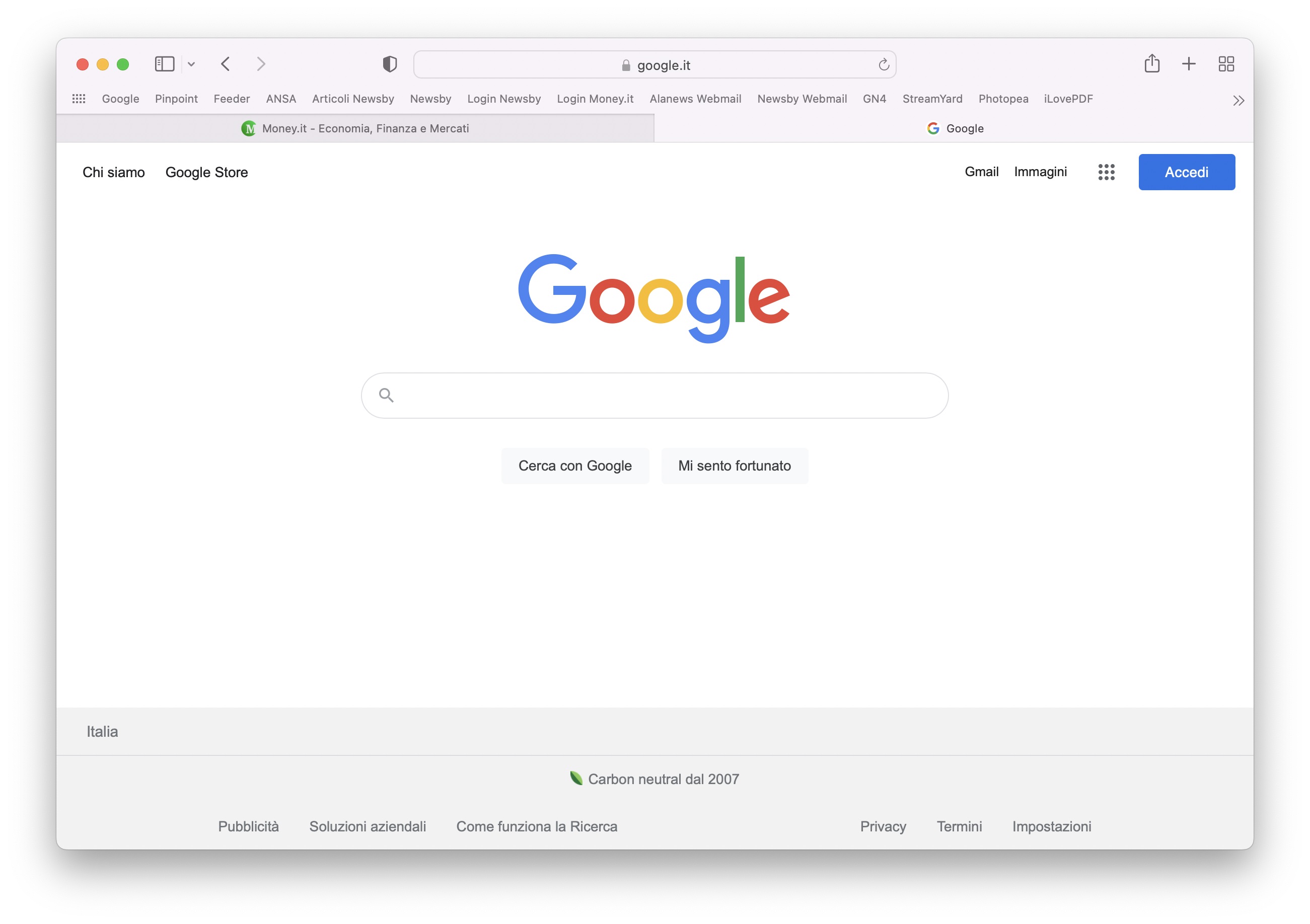 Screenshot finestra Mac