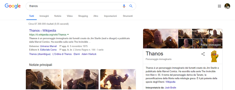 Google cancella il mondo con il guanto di Thanos nell'Easter egg di  Avengers: Endgame