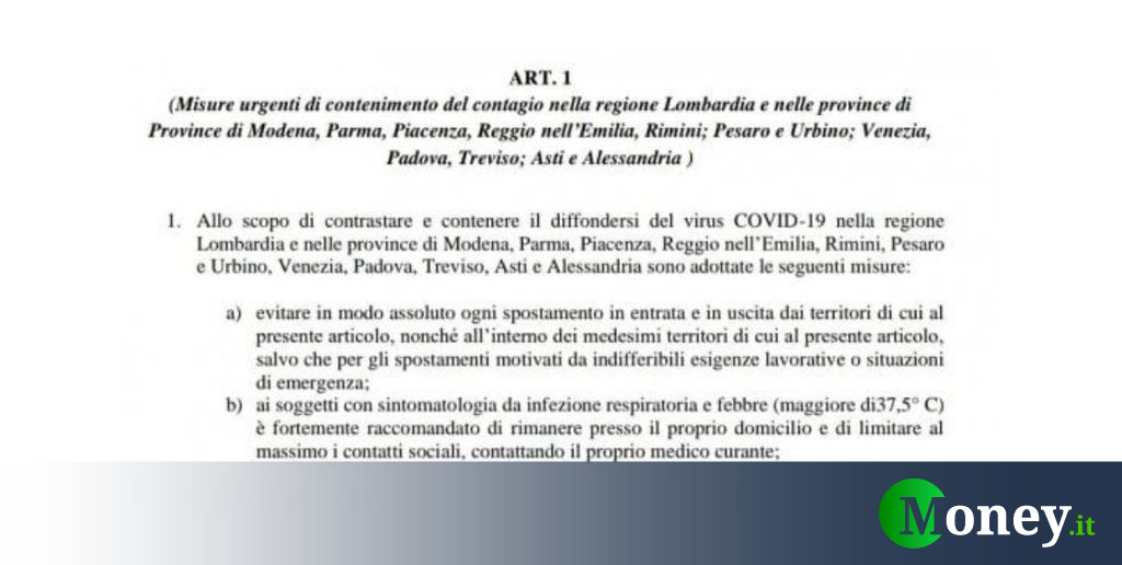 Coronavirus Ecco Il Decreto Che Blocca I Confini In Lombardia E Altre 14 Province