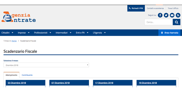 Scadenze Fiscali Dicembre 2018