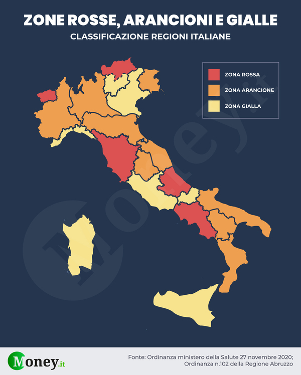 Zona rossa, arancione e gialla: nuova lista Regioni e ...